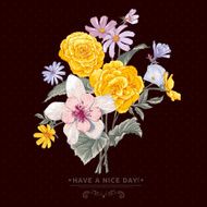 Vintage floral bouquet botanical greeting card N12