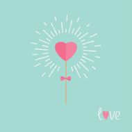 Heart on the stick bow shining light effect love Flat