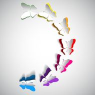 Greeting card with paper cut butterflies - vector N2