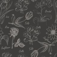 Hand drawing seamless patern of flowers N2