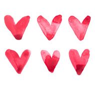 Watercolor aquarelle hand drawn red heart love art paint on N5