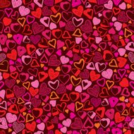 Romantic background different hearts seamless pattern