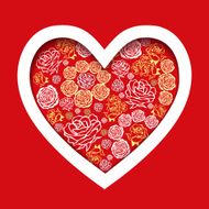 vector red Valentine&#039;s Day Card with flower hearts