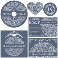 Winter wedding template set Snowflakes circle