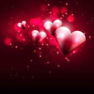 Flying hearts on dark background N2