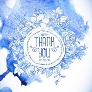 Vintage Blue Greeting Card with Flowers N3
