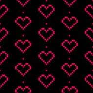 Vector seamless pixel heart pattern for Valentine&#039;s Day