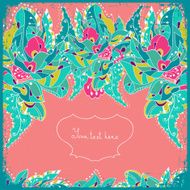 Invitation card with abstract flowers and leaves Vector card