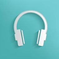 Earphone symbol on blue background clean vector