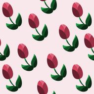 Seamless pattern with red tulips Vector illustration
