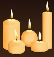 Set of candles at dark Vector illustration