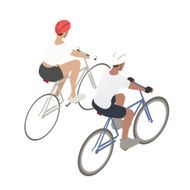 Couple biking illustration