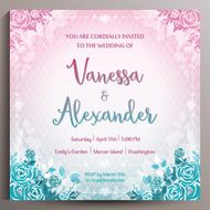 Romantic Wedding Invitation Floral square card 14 5 cm N26