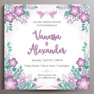 Vintage Wedding Invitation Floral square card 14 5 cm N3