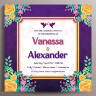 Vintage Wedding Invitation Floral square card 14 5 cm N4