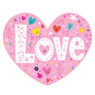 word Love retro typography lettering text heart card