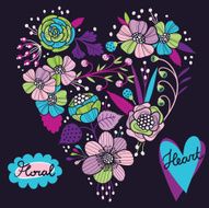 Floral heart Vector illustration