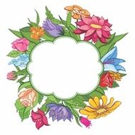 Vector bright flower frame N5