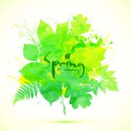 Light green spring leaves vector banner
