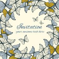 Invitation card template with butterfly ornament N4