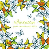 Invitation card template with butterfly ornament N5