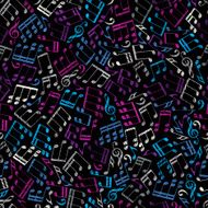 Vector decorative seamless pattern striped musical notes