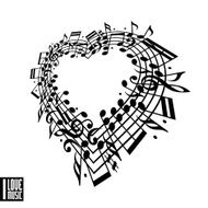 love and music concept Heart with musical notes clef