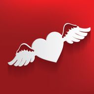 Fly heart symbol on red background clean vector