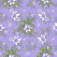 Seamless pattern with white flowers on a blue background N2