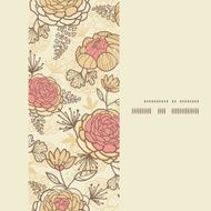 Vintage brown pink flowers vertical frame seamless pattern background N2