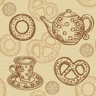 Seamless pattern with tea set