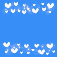 white heart on blue background