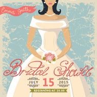 Retro Bridal shower invitation Bride in white dress