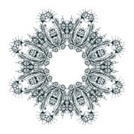 henna peacock feathers round pattern