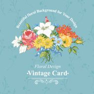 Vintage greeting card with blooming flowers N19