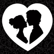 Silhouettes of loving couple