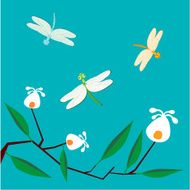Colorful dragonfly on turquoise background