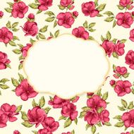 Reto card with frame and flower pattern- illustration