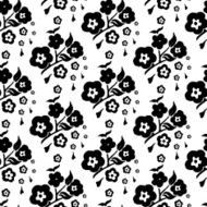 black and white seamless pattern of flowers s cherry