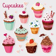 Sweet cupcakes Colorful tasty vector set