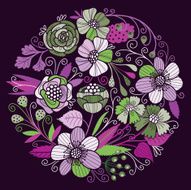 Round floral pattern Vector background