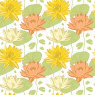 Lotus flowers in seamless pattern