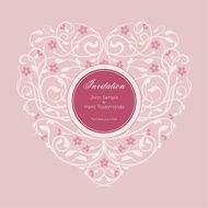 Flourish ornamental heart with pink flowers (Invitation card)