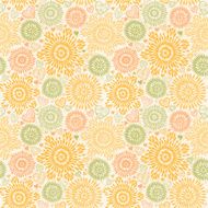 Seamless pattern with colorful flowers and hearts