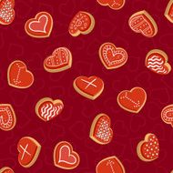 Seamless background with cookies in the shape of hearts N17