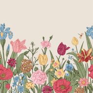 Spring flowers Seamless floral border N2