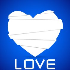 paper cut into a heart on blue vector