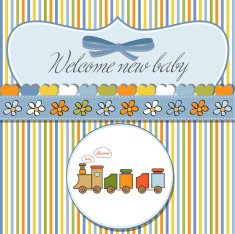 baby shower card with toy train N22