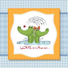 Crocodiles in love Valentine's day card N2