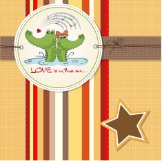 Crocodiles in love Valentine's day card N4